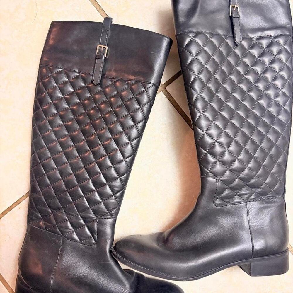 Leather boots with quilted design sz 8.5 - perfect for horseback riding